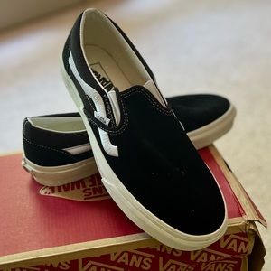 NWT Vans Classic Slip-on Sidestripe Black 8.5 M